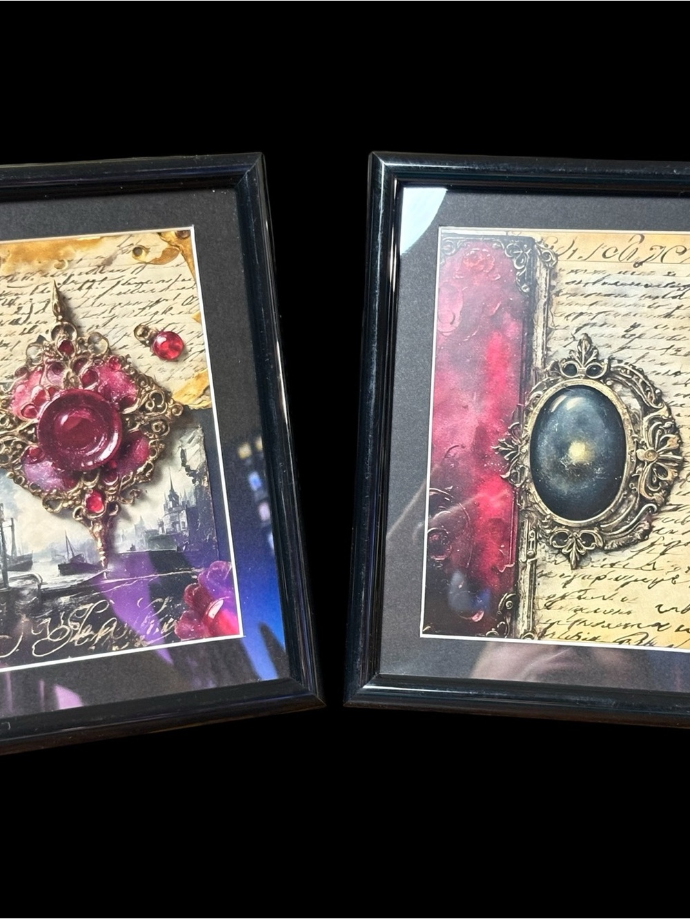 Vintage Gothic Framed Art Print Set – 2 Pieces | Romantic Moody Wall Décor